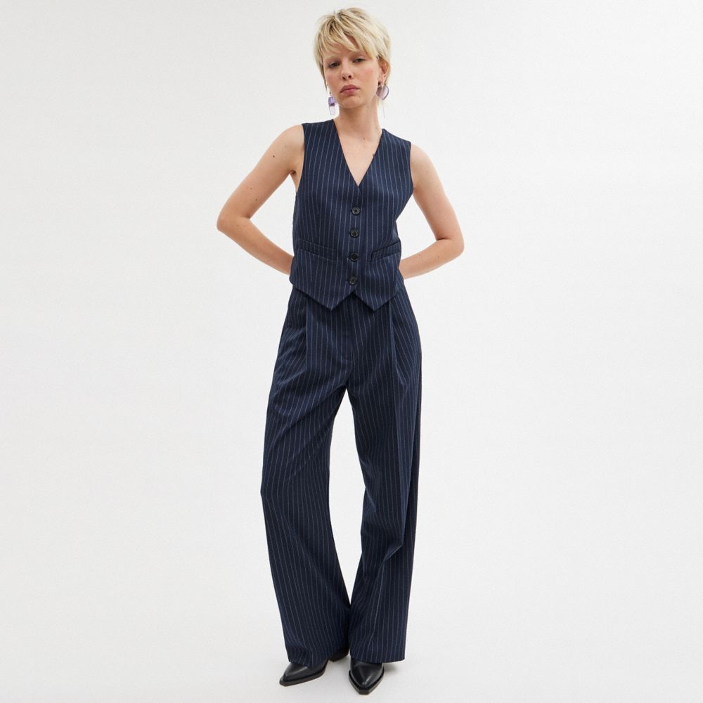 Navy Coach Wide Leg Women Trousers | PH_CH12227