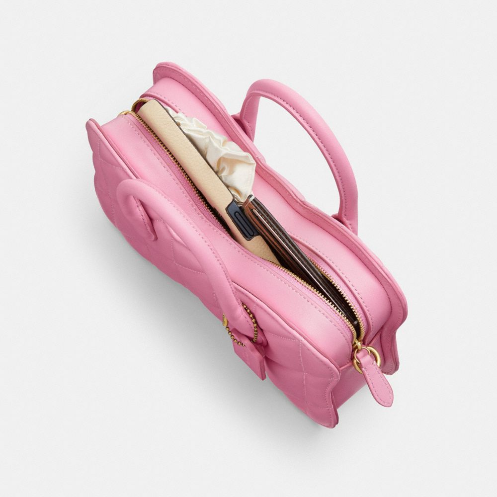 Pink Coach Bow With Quilting B4 Women Crossbody Bags | PH_CH91043