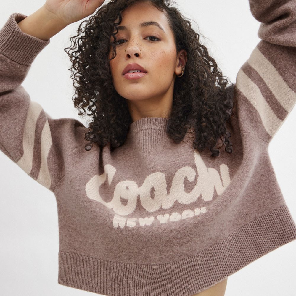 Pink Coach Cropped Women Sweaters | PH_CH64354