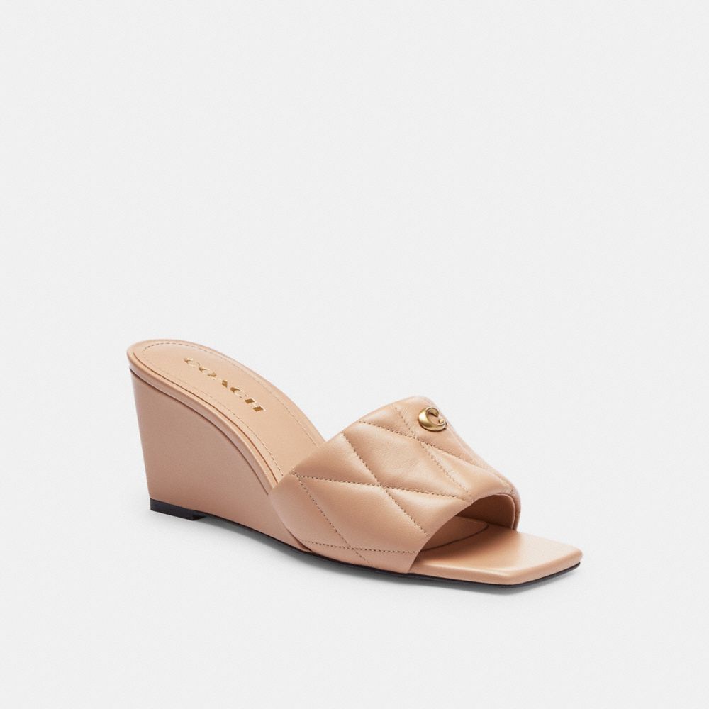 Pink Coach Emma Wedge With Quilting Buff Women Sandals | PH_CH48099