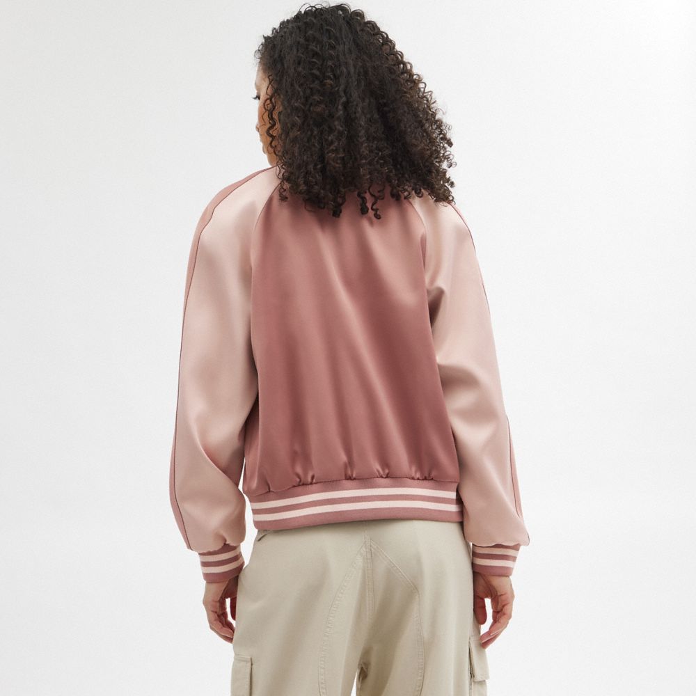 Pink Coach Satin Varsity Women Jackets | PH_CH41198