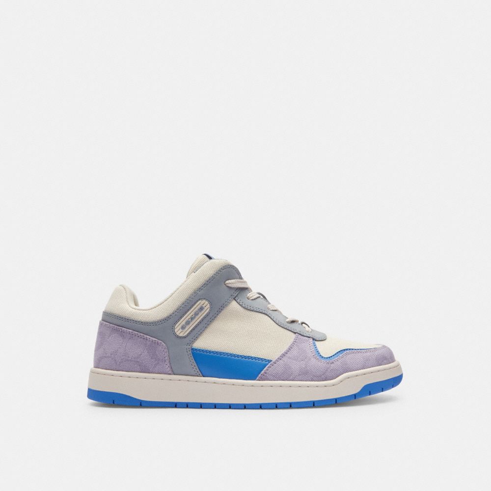 Purple Coach C201 In Signature Canvas Chalk Men Sneakers | PH_CH40498