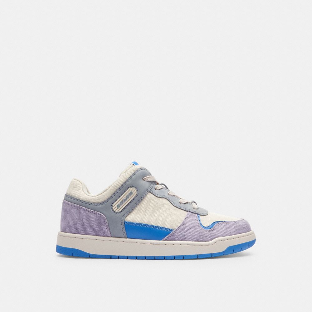 Purple Coach C201 Low Top In Signature Canvas Chalk Women Sneakers | PH_CH33651