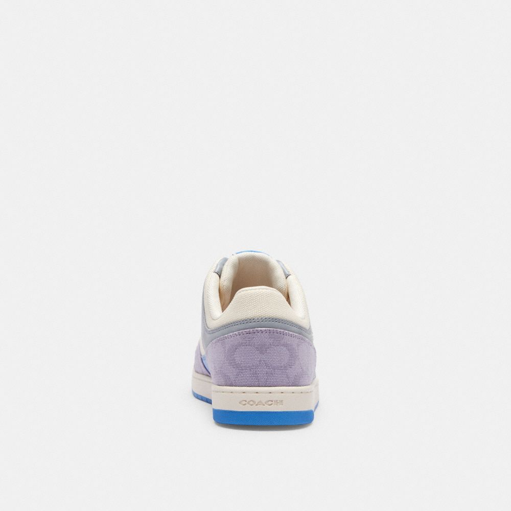 Purple Coach C201 Low Top In Signature Canvas Chalk Women Sneakers | PH_CH33651