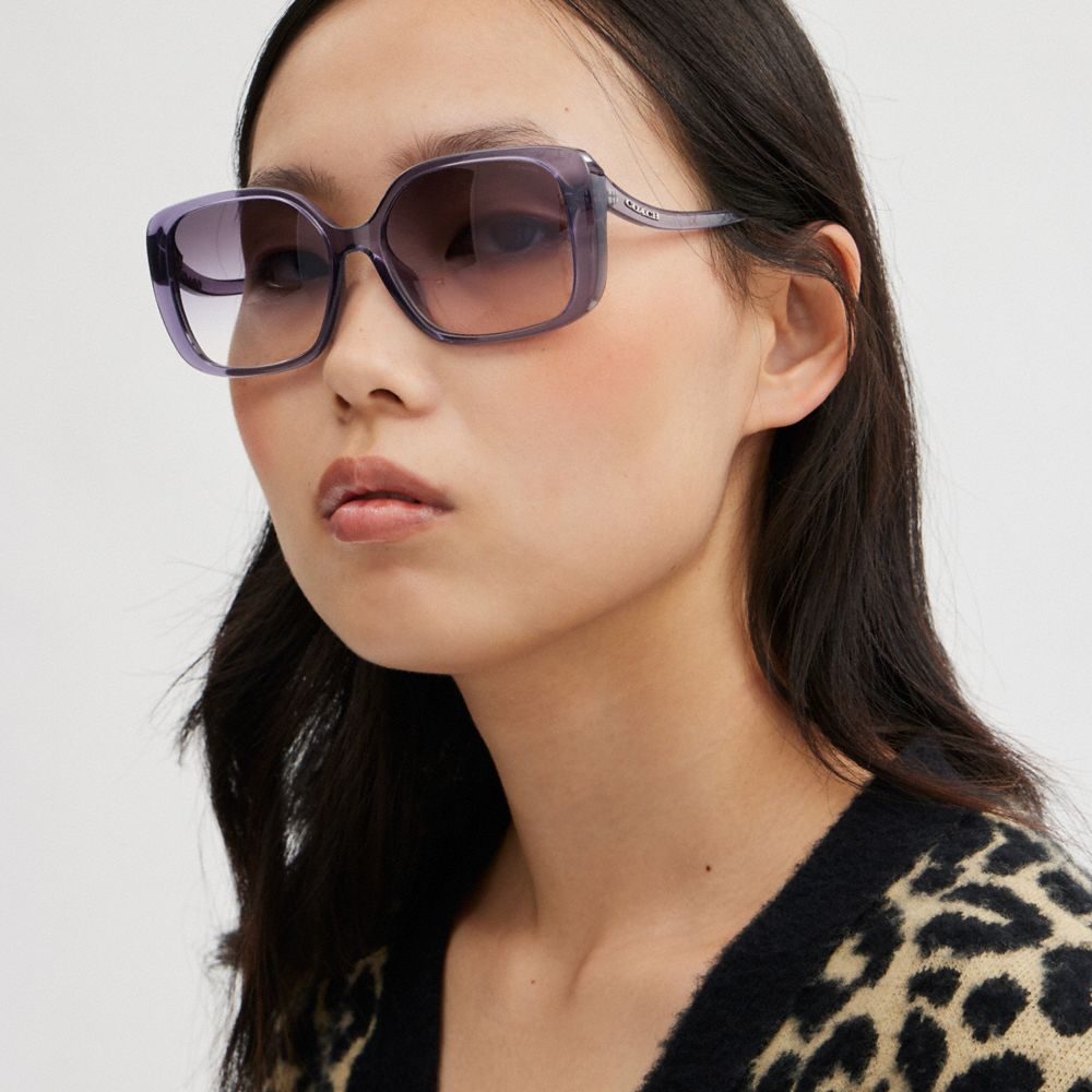 Purple Coach Swoop Temple Rectangle Transparent Women Sunglasses | PH_CH53877