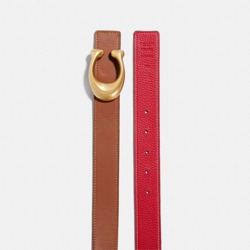 Red Coach C Hardware Reversible Belt 32 Mm Brass Women Belts | PH_CH84248