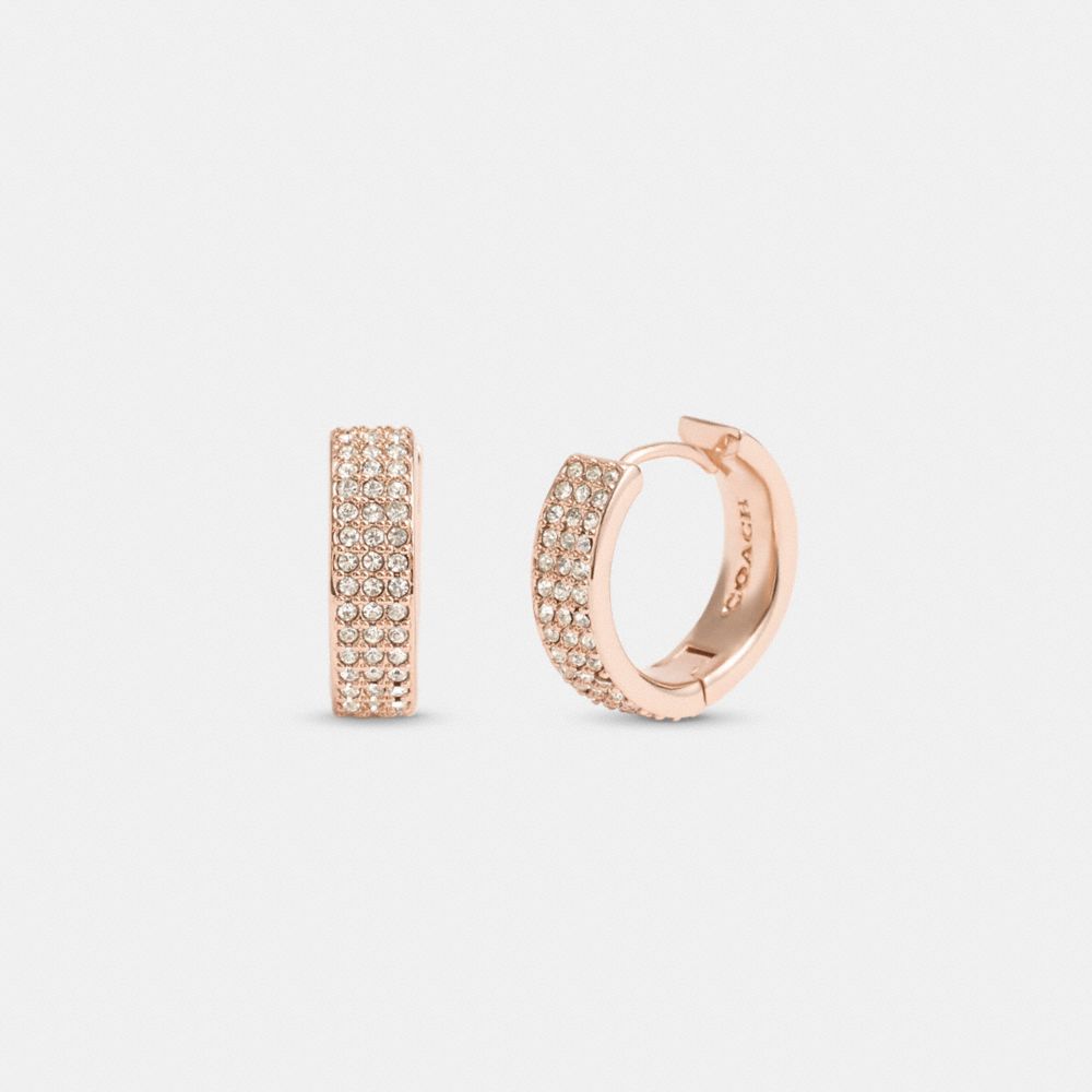 Rose Gold Coach Pavé Huggie Women Earrings | PH_CH88613