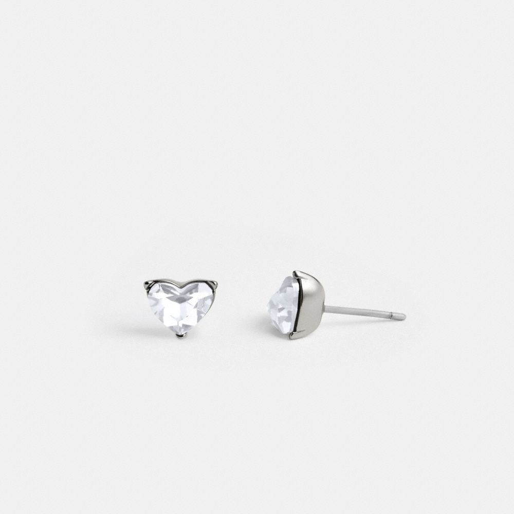 Silver Coach Halo Heart Stud Women Earrings | PH_CH48234