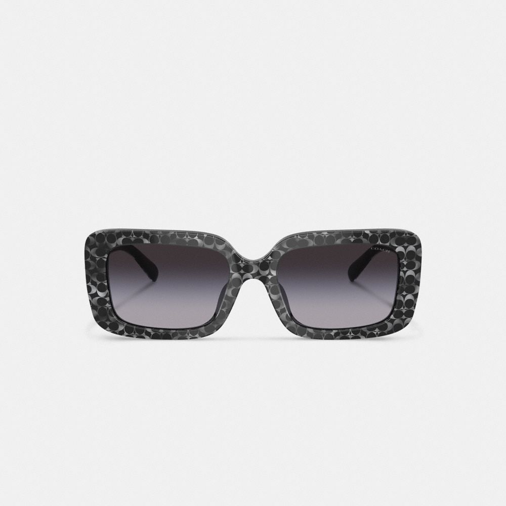 Silver Coach Signature Oversized Rectangle Pearlized Signature Women Sunglasses | PH_CH39396