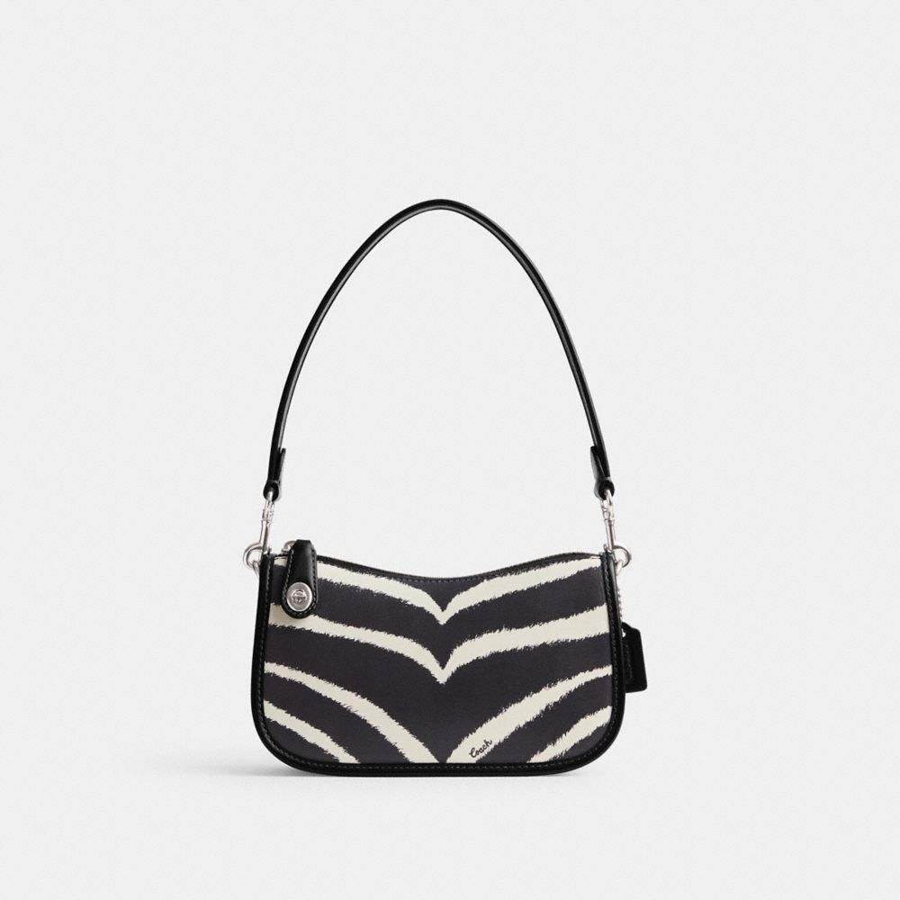 Silver Coach Swinger 20 With Zebra Print Refined Calf Leather Women Shoulder Bags | PH_CH18479