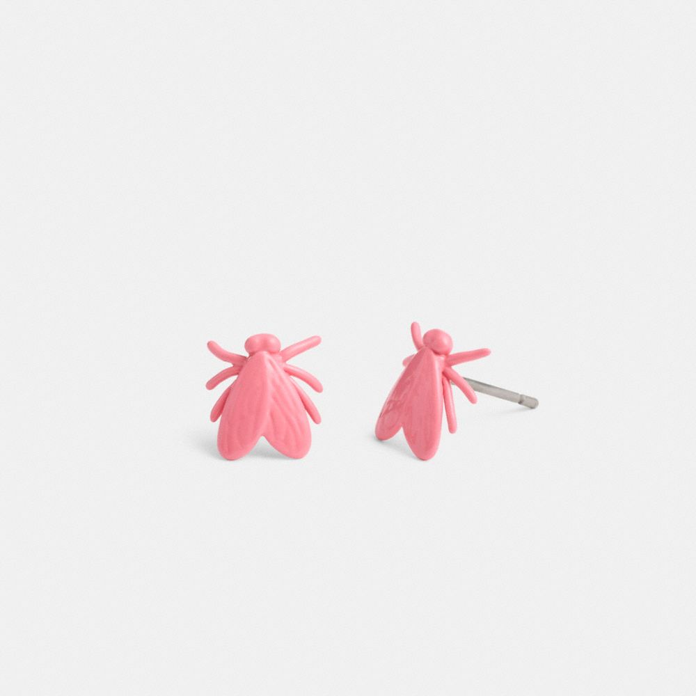 Silver / Pink Coach Fly Stud Women Earrings | PH_CH33060