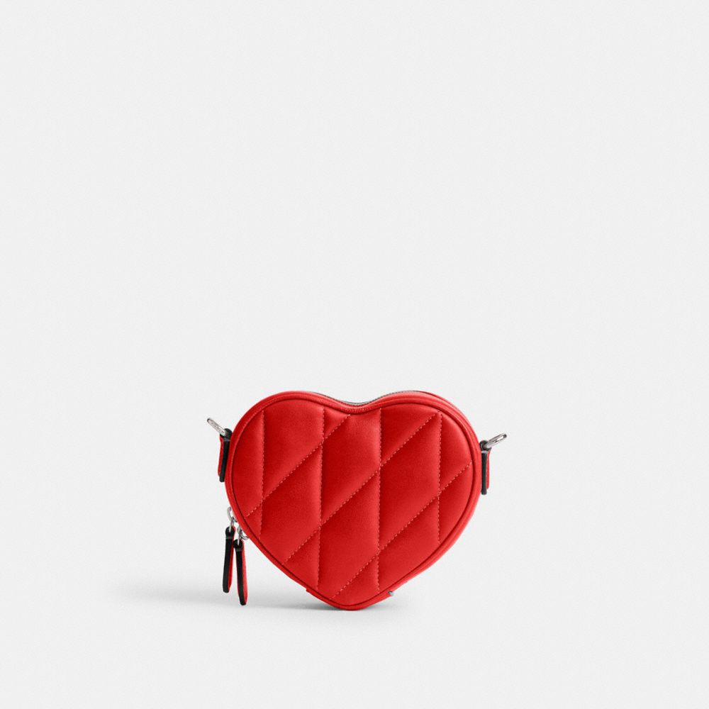 Silver / Red Coach Heart 14 With Pillow Quilting Nappa Leather Women Crossbody Bags | PH_CH55458