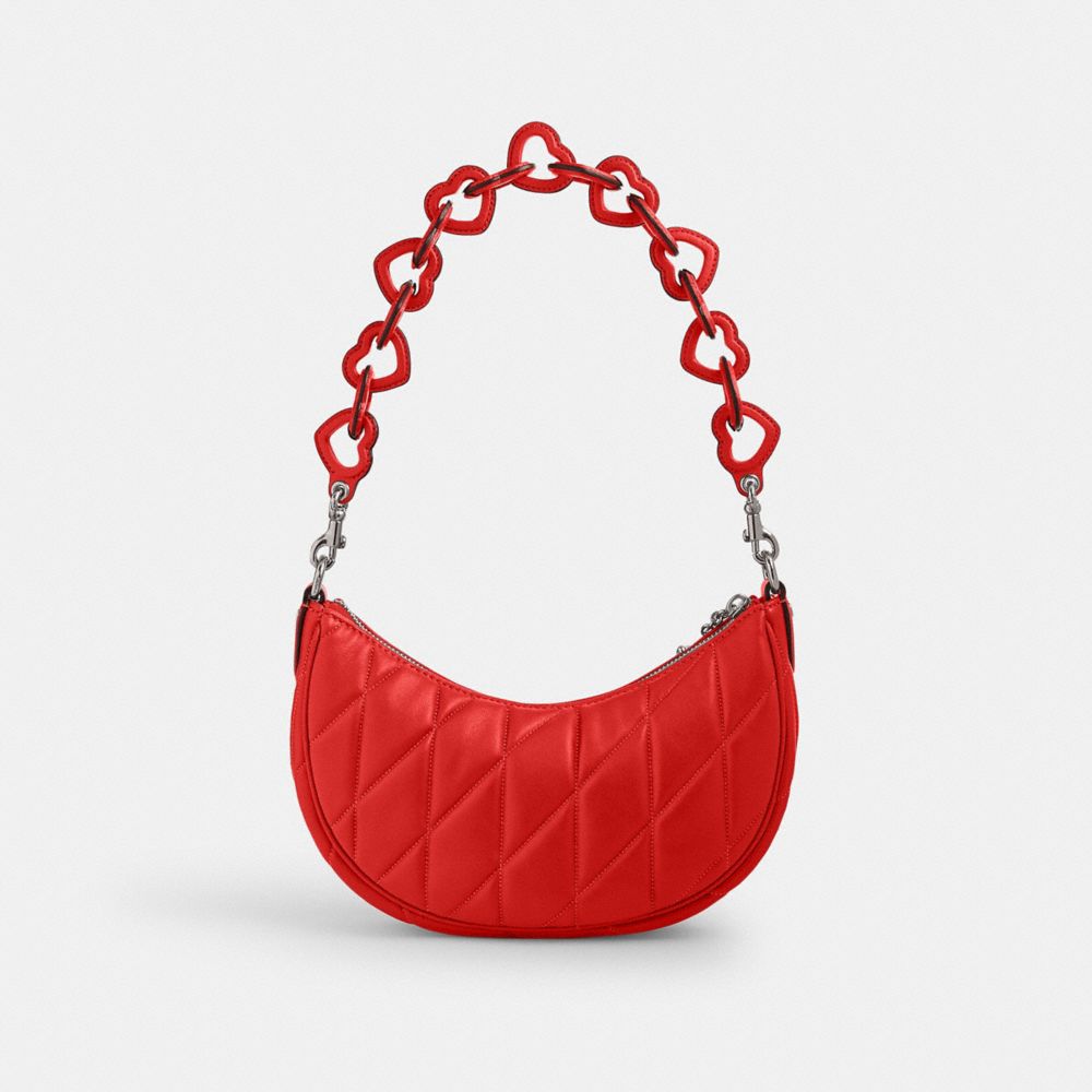 Silver / Red Coach Mira With Pillow Quilting And Heart Strap Nappa Leather Women Shoulder Bags | PH_CH79579