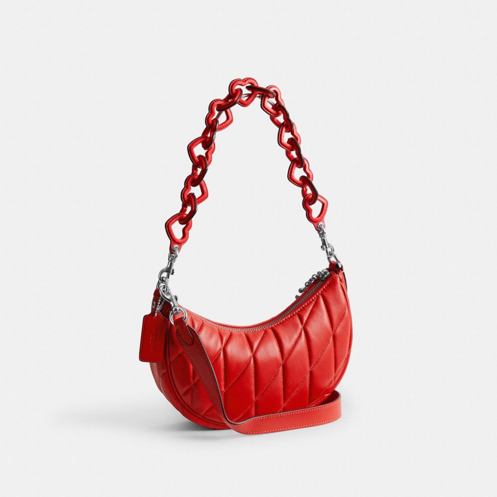 Silver / Red Coach Mira With Pillow Quilting And Heart Strap Nappa Leather Women Shoulder Bags | PH_CH79579