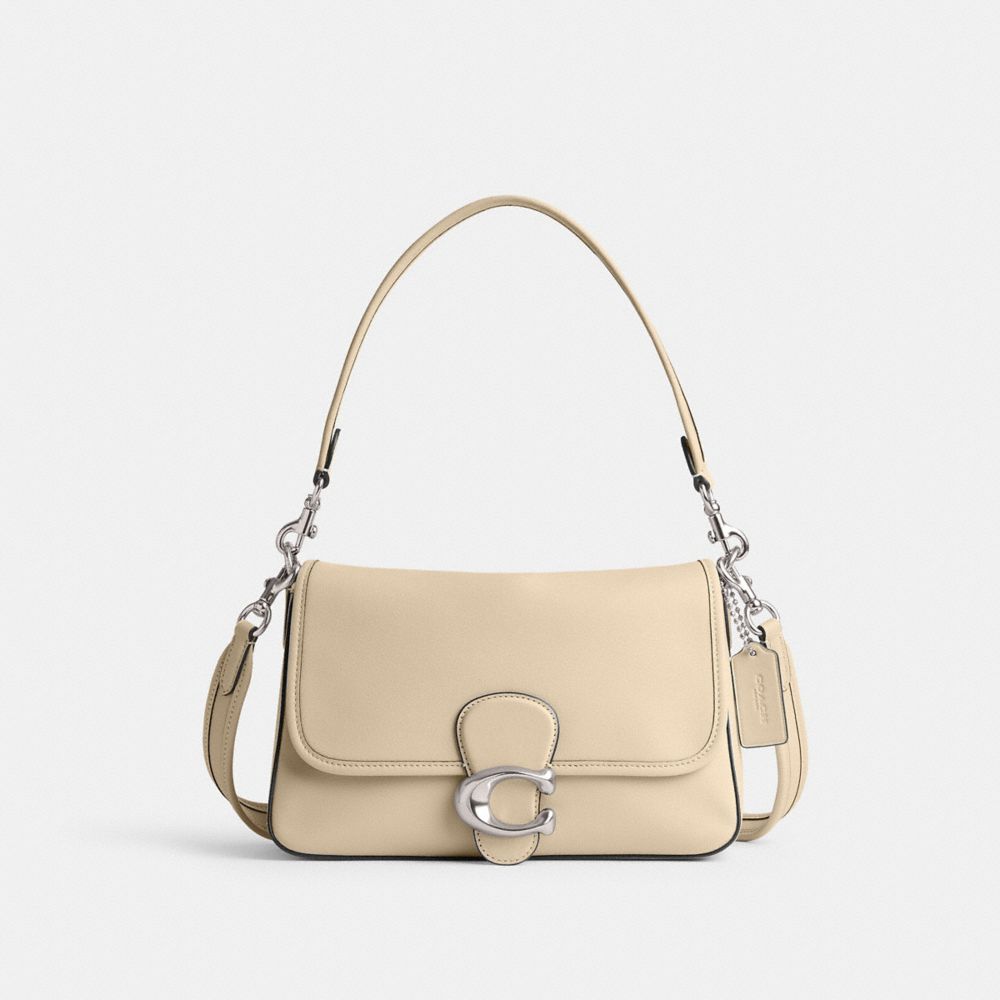 Silver / White Coach Soft Tabby Smooth Leather Women Shoulder Bags | PH_CH31574