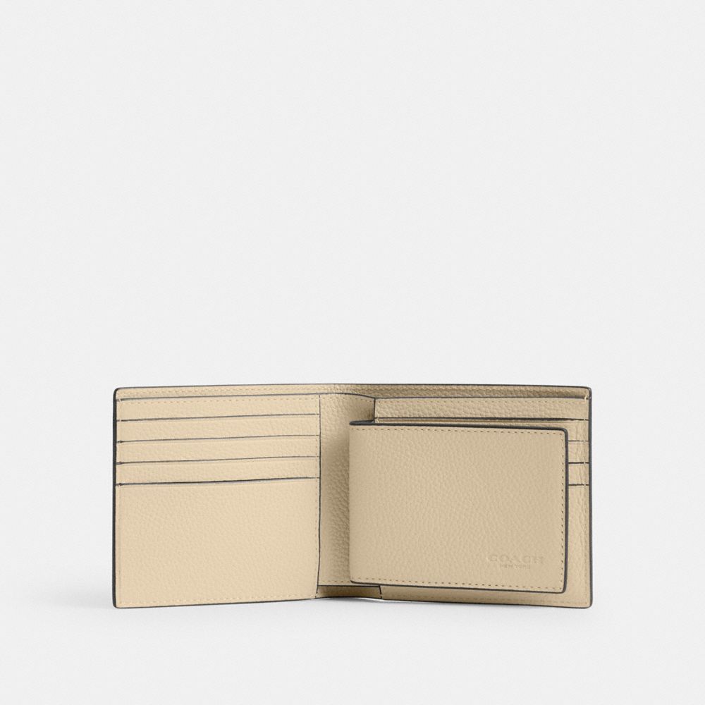 White Coach 3 In 1 Wallet Polished Pebble Leather Men Billfolds | PH_CH28254