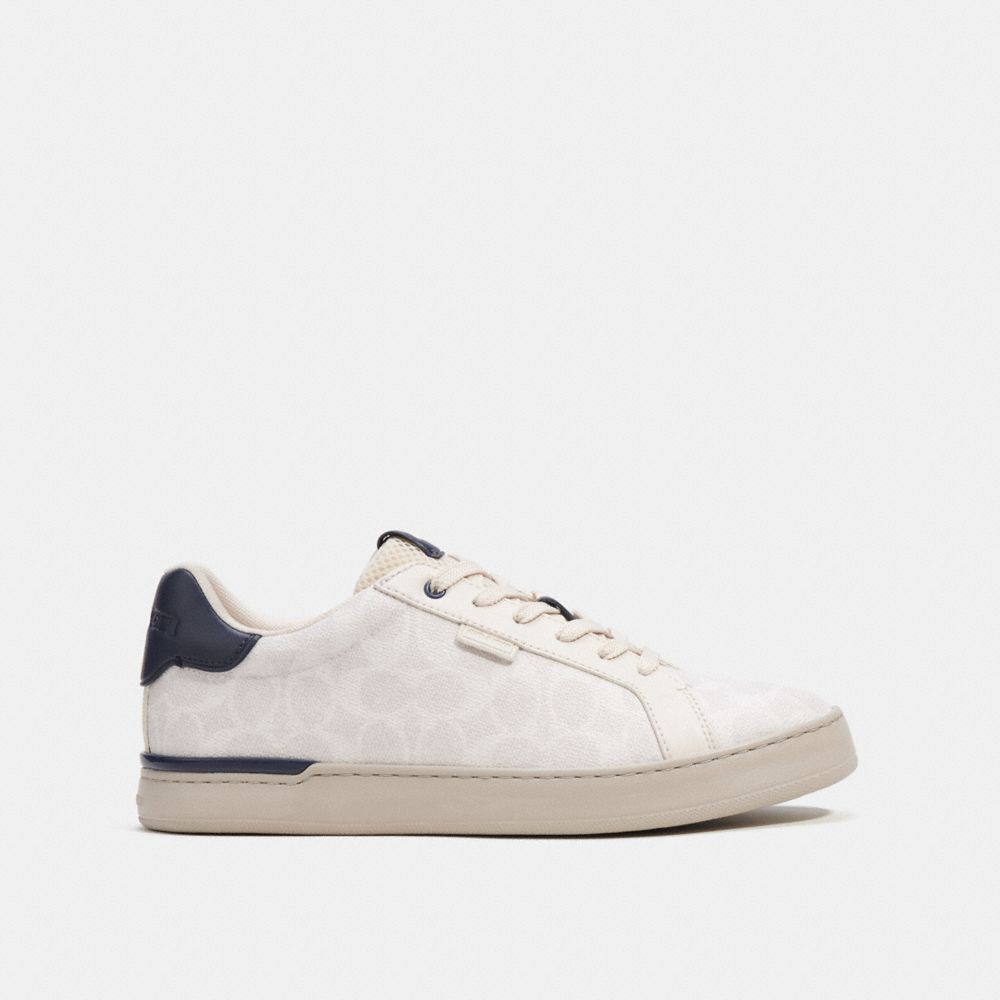 White Coach Lowline Low Top In Signature Canvas Chalk Cobalt Men Sneakers | PH_CH51698