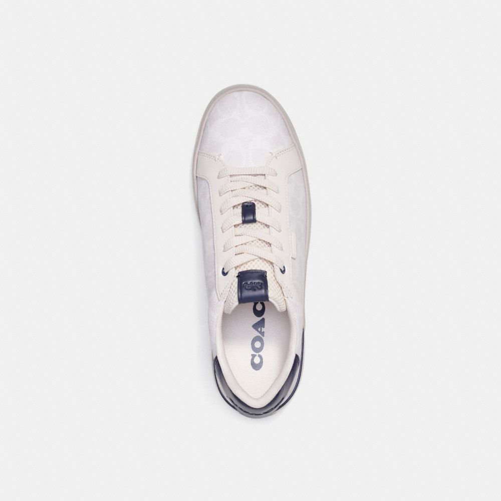 White Coach Lowline Low Top In Signature Canvas Chalk Cobalt Men Sneakers | PH_CH51698