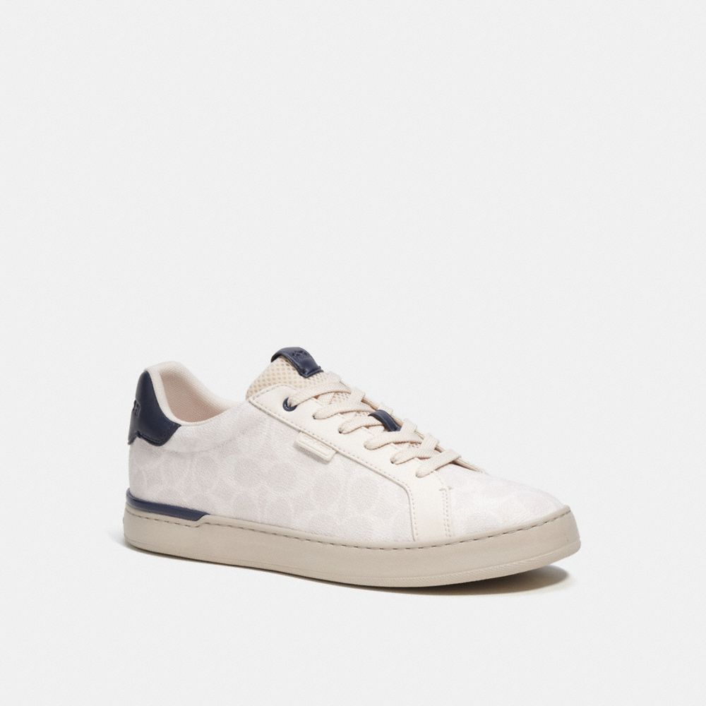 White Coach Lowline Low Top In Signature Canvas Chalk Cobalt Men Sneakers | PH_CH51698