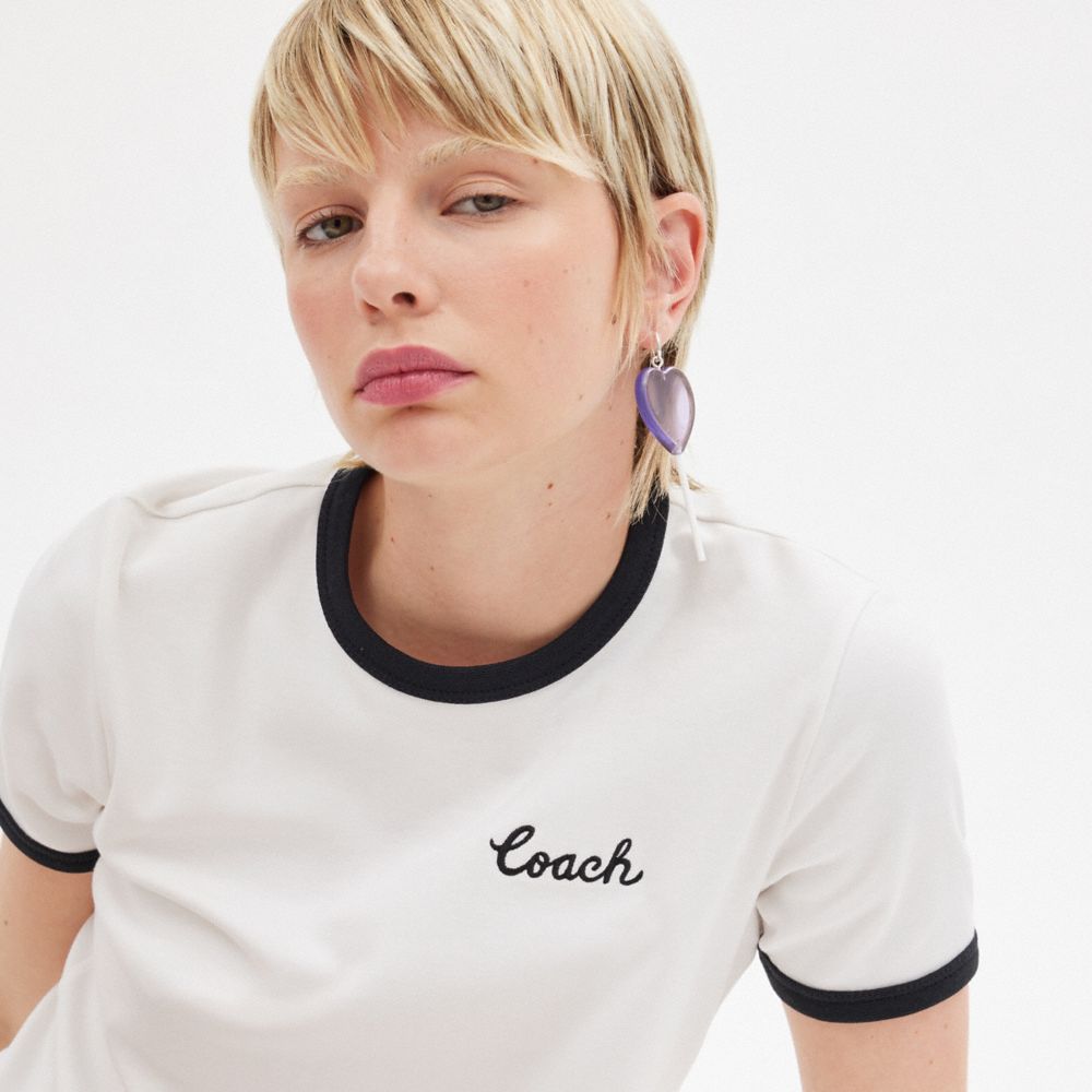 White Coach Ringer Women T Shirts | PH_CH78026