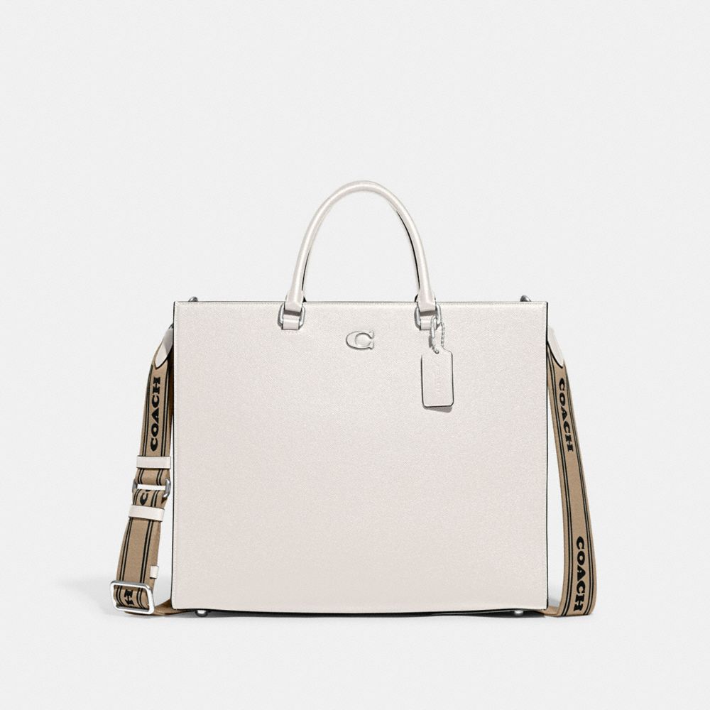 White Coach Tote 40 With Signature Canvas Chalk Women Tote Bag | PH_CH25691