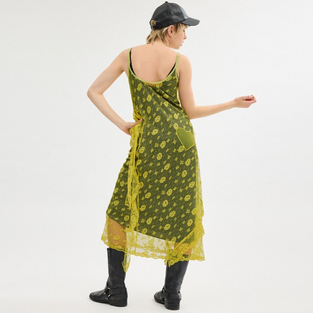 Yellow Coach Ruffle Lace Women Dress | PH_CH36066