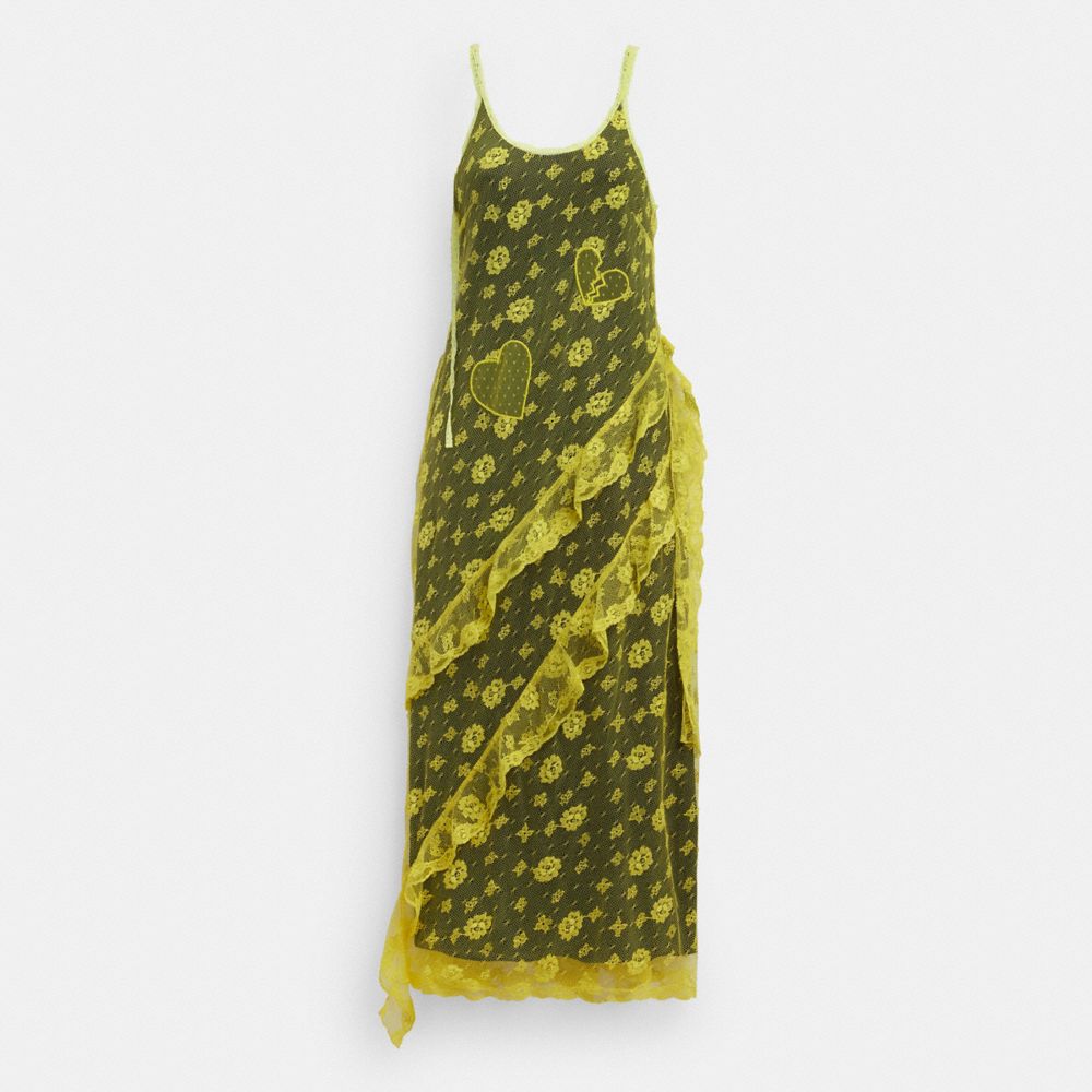 Yellow Coach Ruffle Lace Women Dress | PH_CH36066